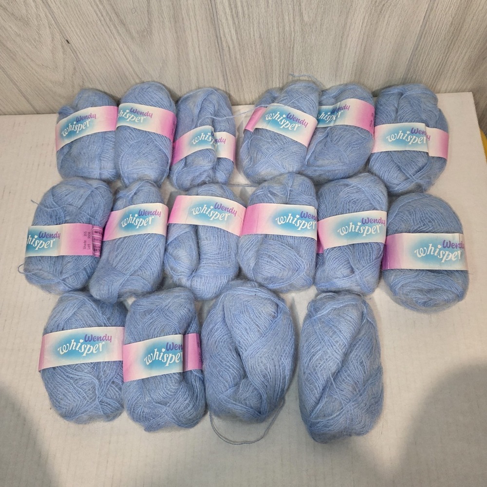 Vintage Reynolds Mohair Yarn Baby Blue Made in England 16 Skeins New